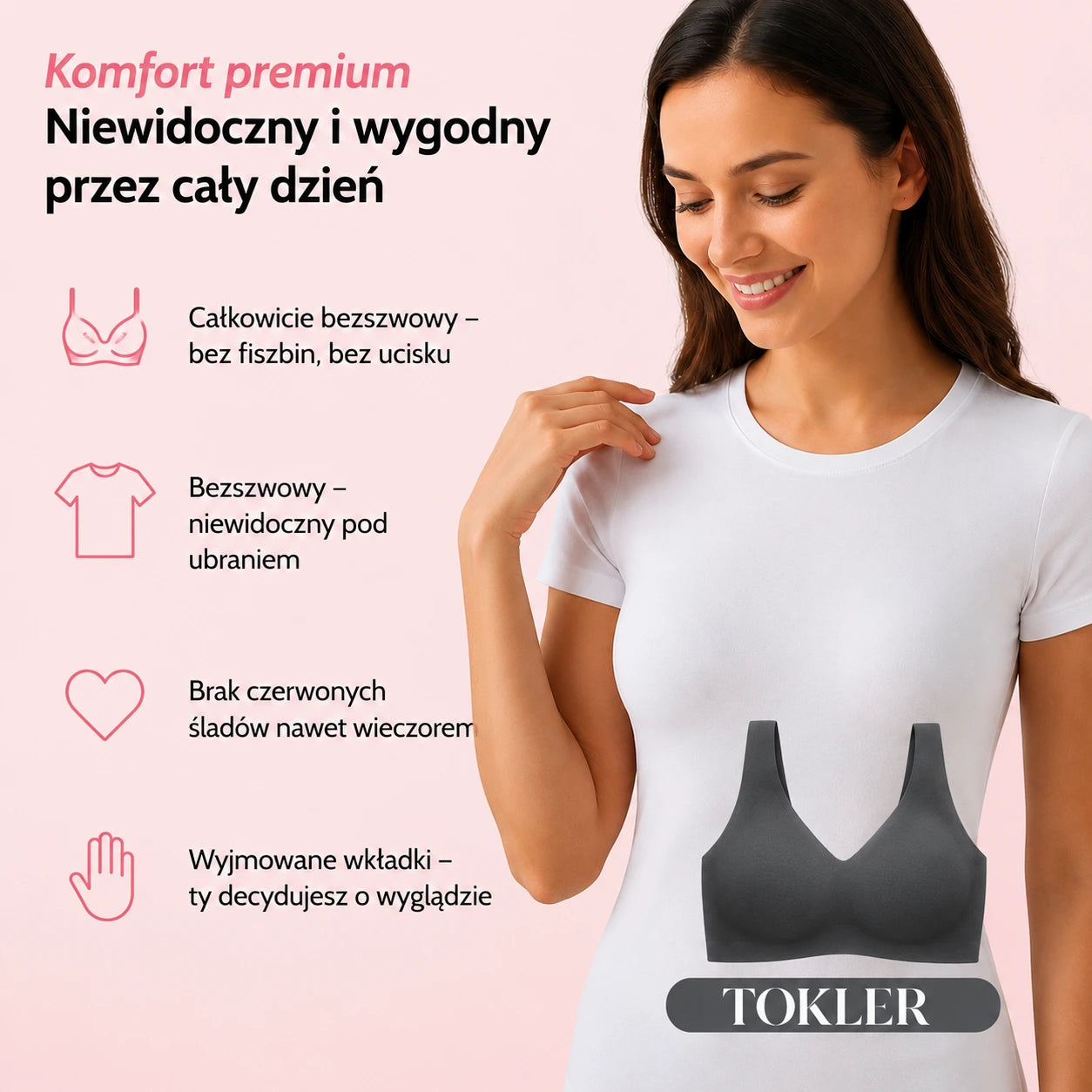 TOKLER – Bezszwowy Biustonosz Premium – Pakiet Gratis